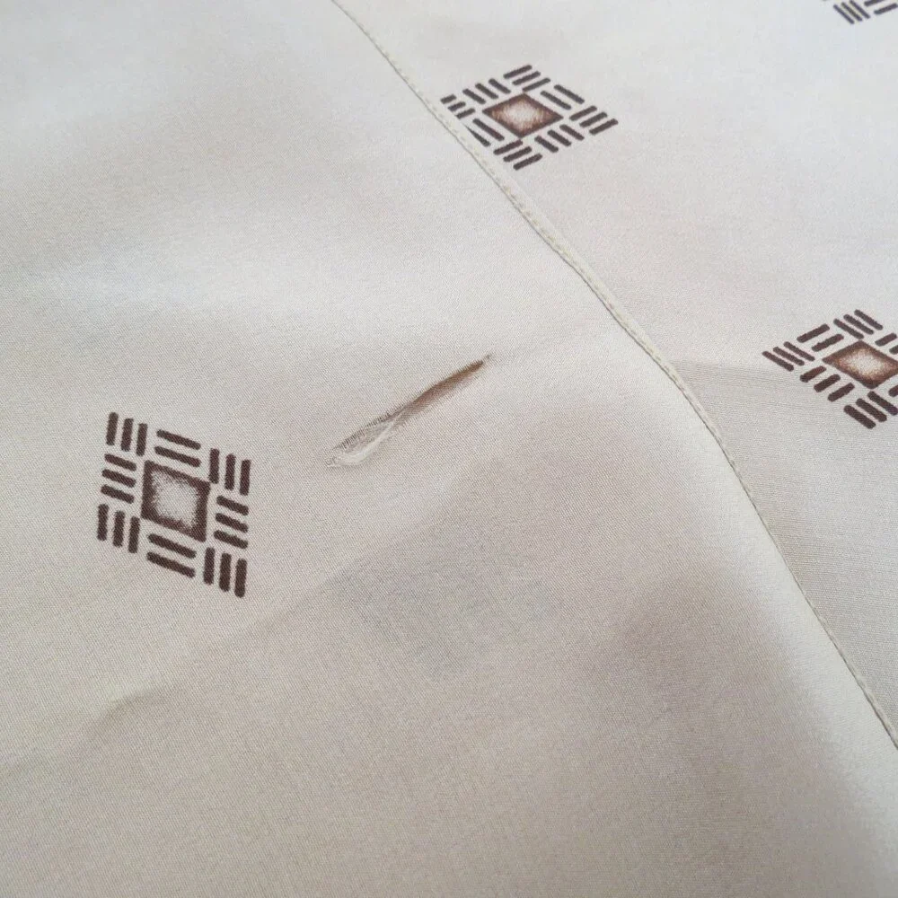 VINTAGE Tan & Brown Art Deco Long Rayon Scarf